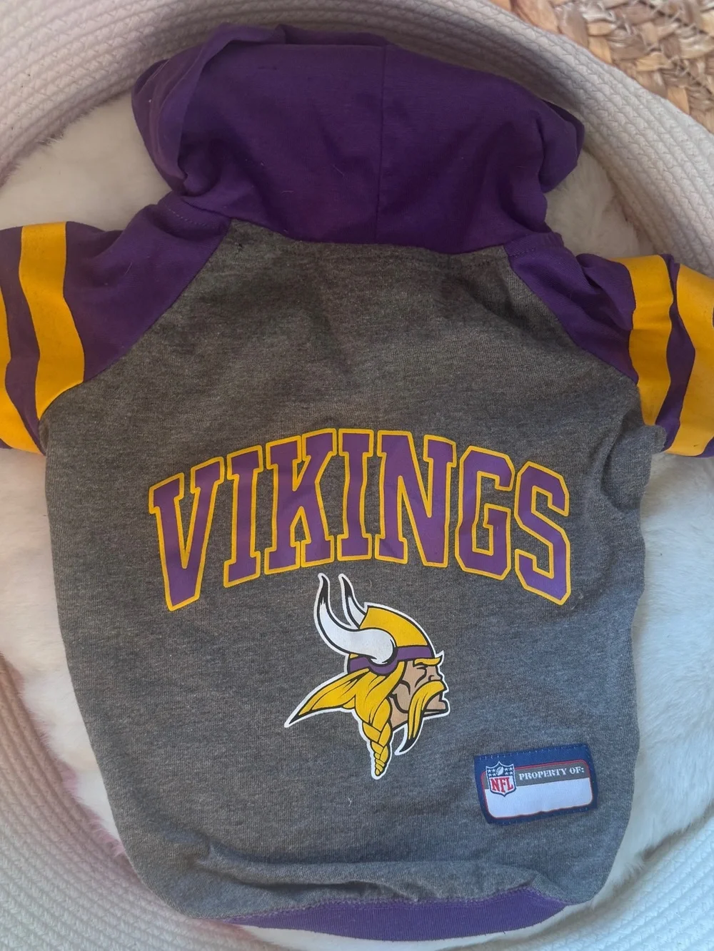 Minnesota Vikings NFL Dog Cat Throwback Hoodie Tee by Pets First - Size Small